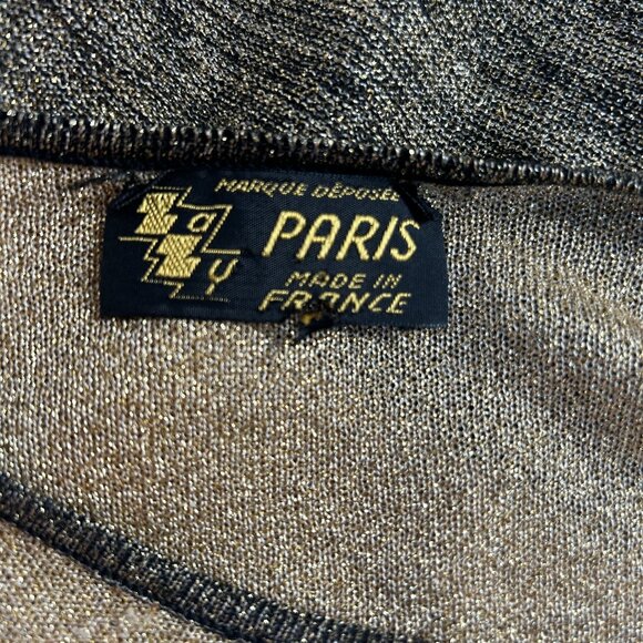 Zazy Paris Womens Colorblock Black Gold Metallic Sweater Crew Neck Pullover - Picture 3 of 7